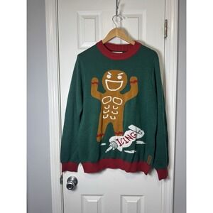 Tipsy Elves Ugly Christmas Sweater Mens Large Buff Gingerbread Roid Rage Holiday